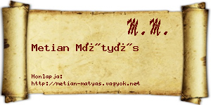 Metian Mátyás névjegykártya
